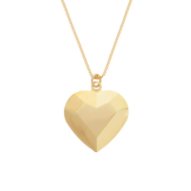 Colar Amore Dourado de Coração Traços Retos