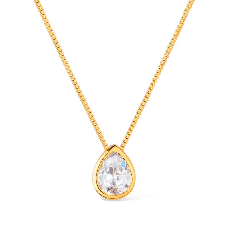 Colar Dourado de Gota em Zircônia
